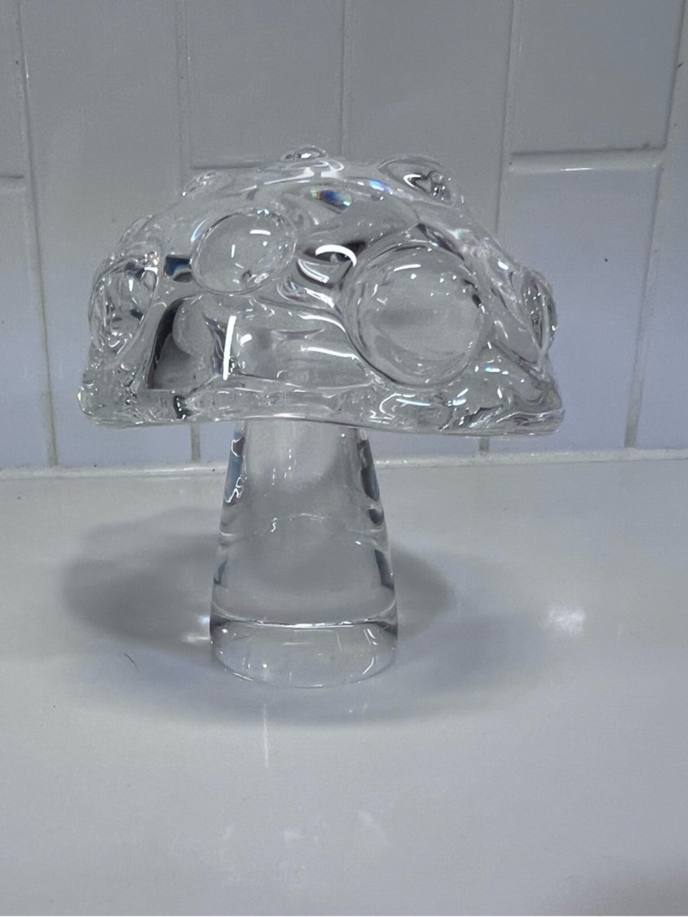Vintage Steuben Crystal Glass Small Mottled Mushroom 8264 Paperweight 4” - Picture 2 of 5